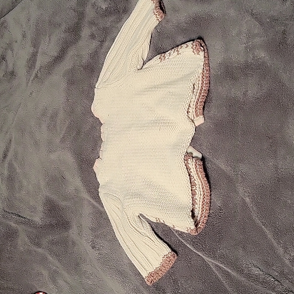 Old Navy Cream Cable Knit Sweater with Brown and Pink Snowflakes - Picture 6 of 6